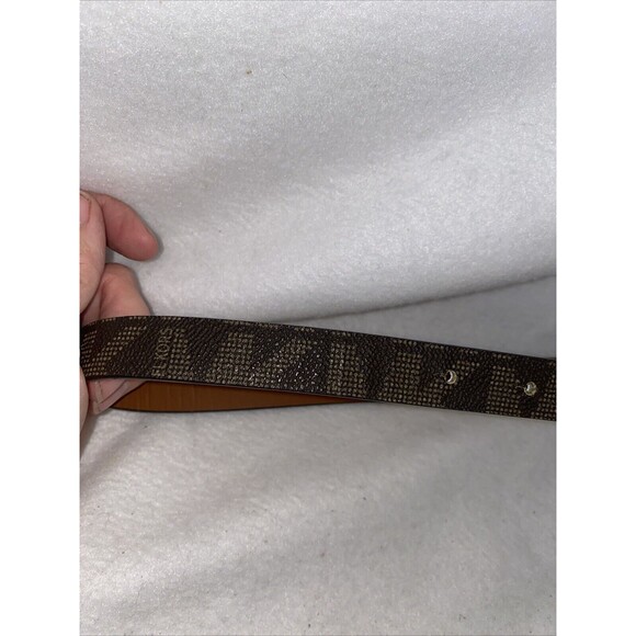 Michael Kors Belt gold metal logo Two Tone MK Logo Buckle Brown Luxury Scuffs - Picture 4 of 8